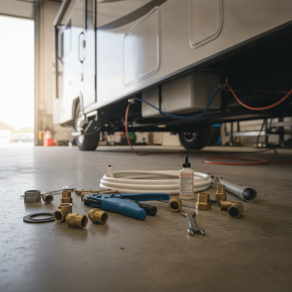 RV Plumbing Repair - no people or no text